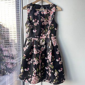 Black Cherry Blossom Fit and Flare Cocktail Dress